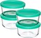 Set of 4 - 2 Cup Glass Food Storage Containers with Lids (Mixed Blue)